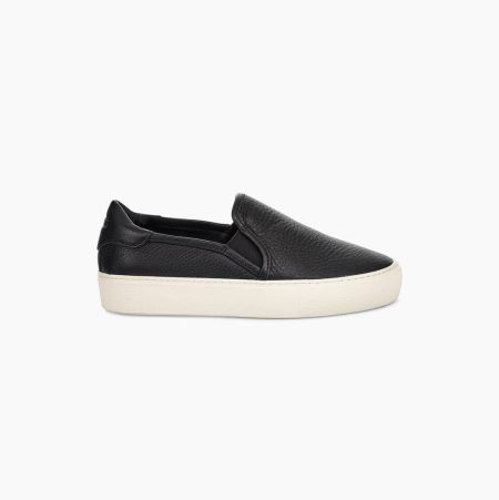 UGG Jass Leather Black Slippers for Women (AYRT09125)